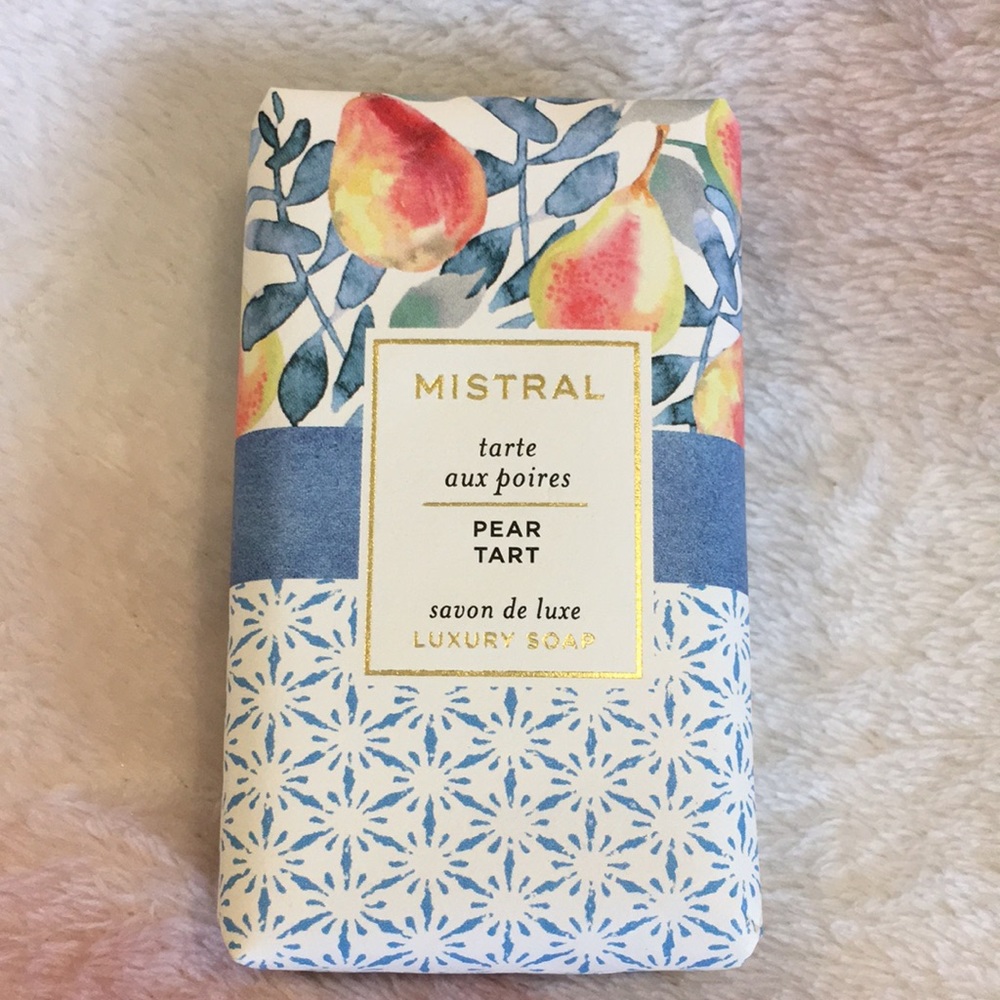 Mistral Scented Pear Tart Luxury Hand Soap NWT 3.14 oz 3.50” X 2” Made in France